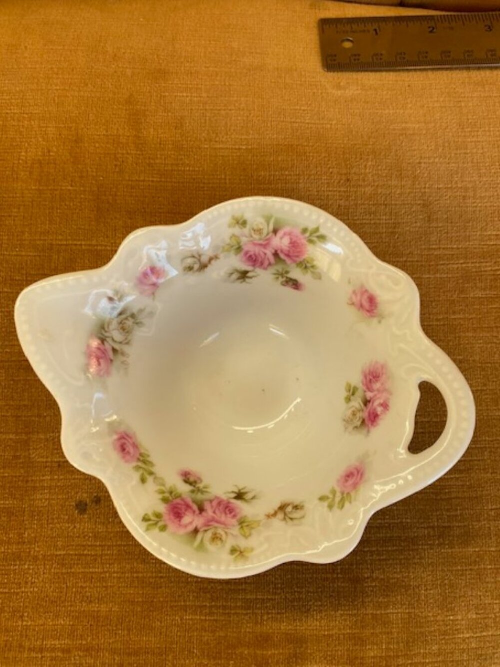 Vintage Porcelain Bonbon / Trinket Dish - Made In Germany - Pink Roses - Sweet
